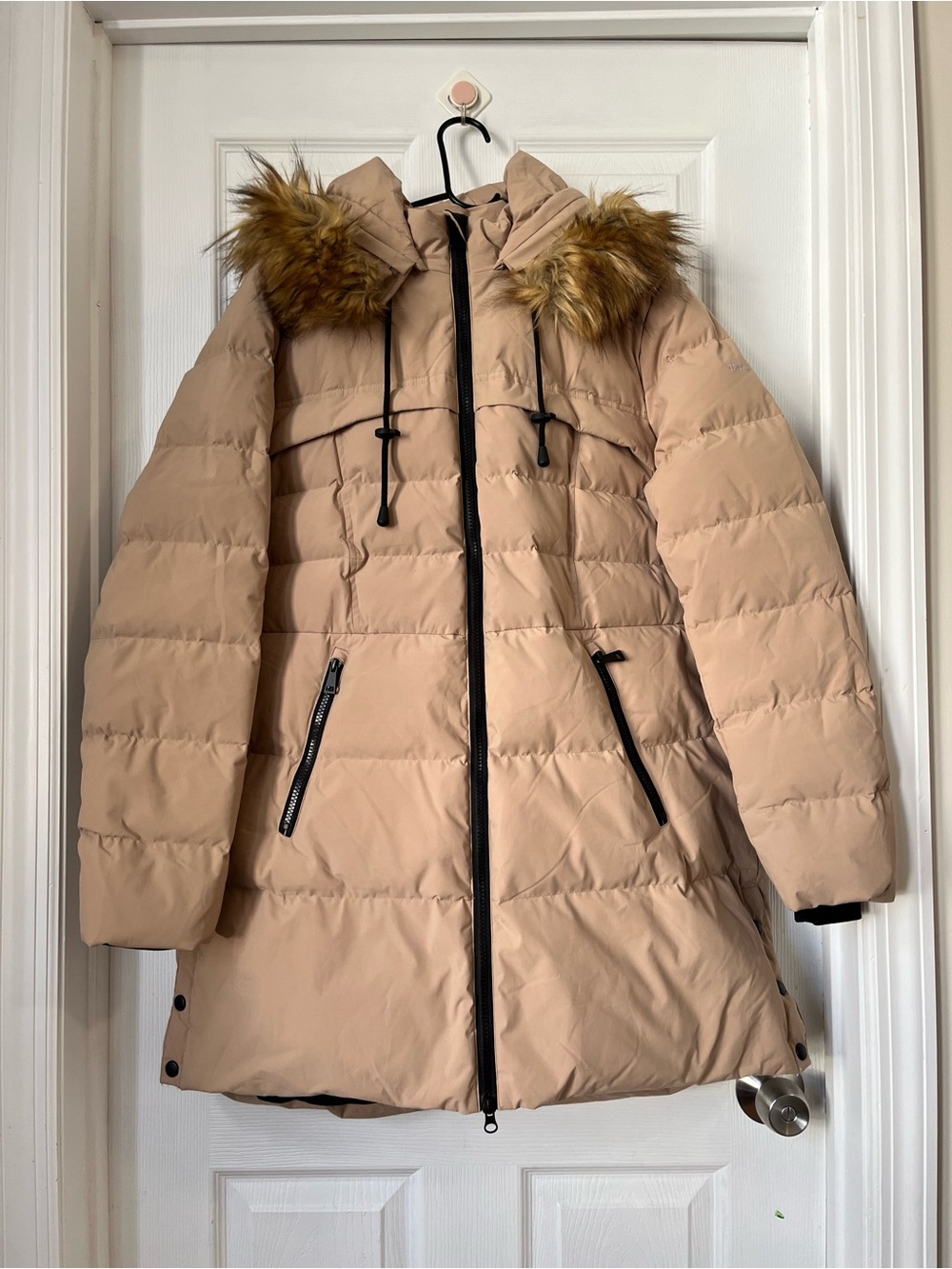 Orolay Women's tan Faux Fur Hooded down Puffer jacket coat size L